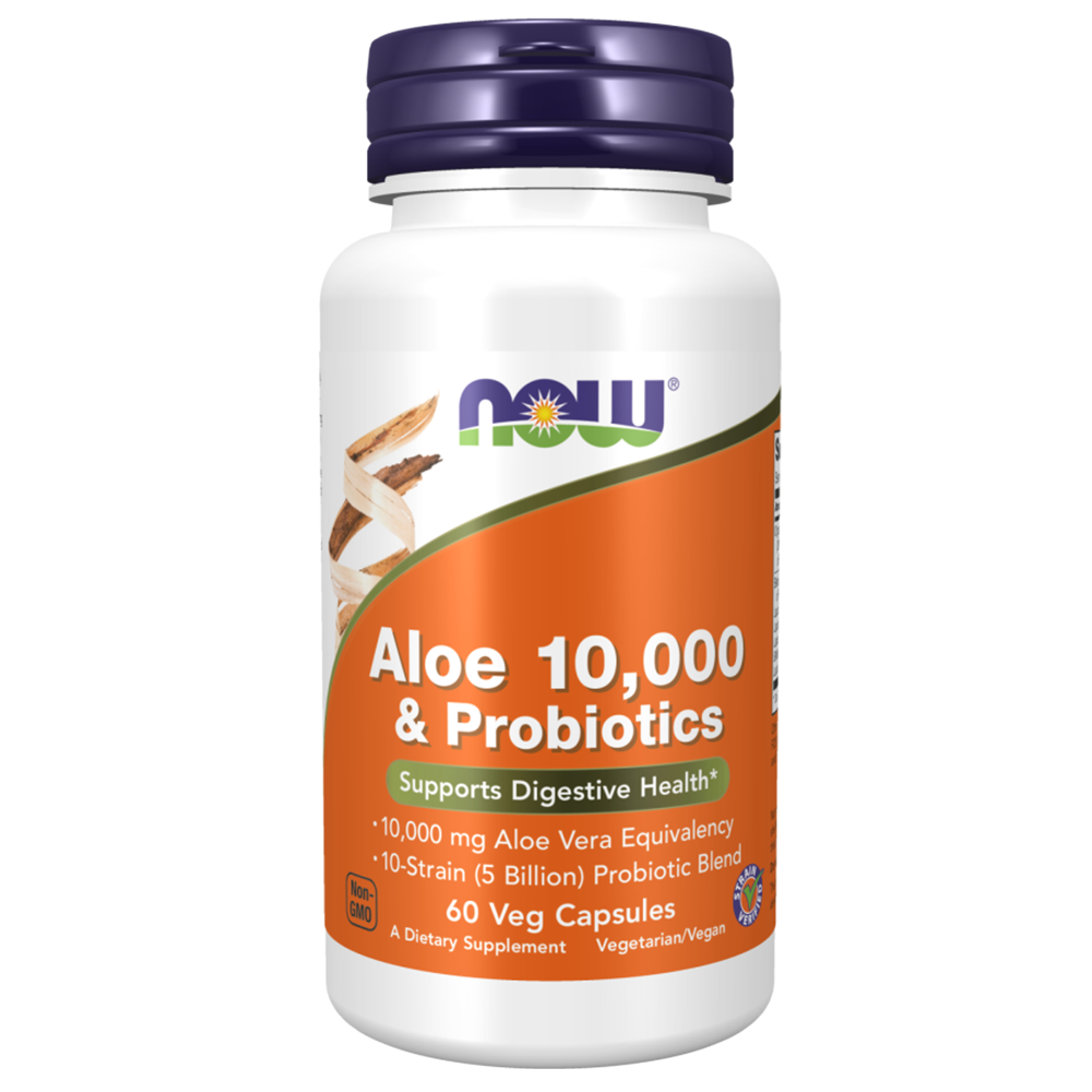 Now Aloe And Probiotics, 60 Veggie Capsules - Now