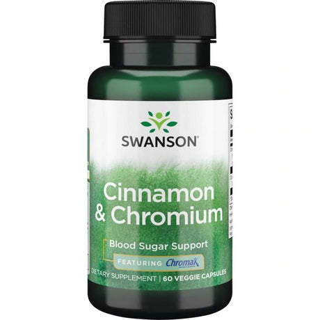 Swanson Cinnamon and Chromium Featuring Chromax, 60 Veggie Capsules - Swanson