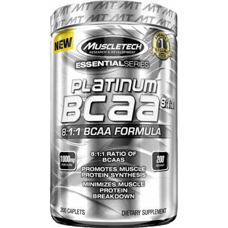 Muscletech Platinum BCAA, 1000 mg, 200 Caplets - Muscletech