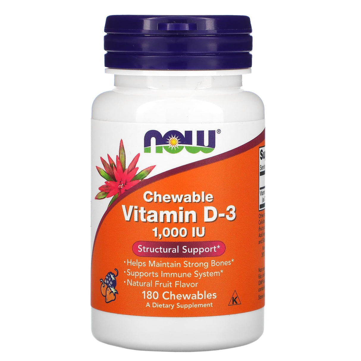 Vitamin D3, 1000 IU, 180 Chewable Tablets (Now) - Now