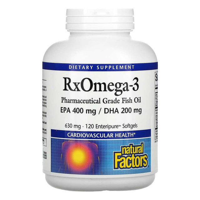 Rx Omega-3 Natural Factors, 630 mg, 120 Softgels - Natural Factors