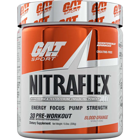 Gat Sport Nitraflex Testosterone Boosting Powder, Blood Orange, 30 Servings - GAT Sport