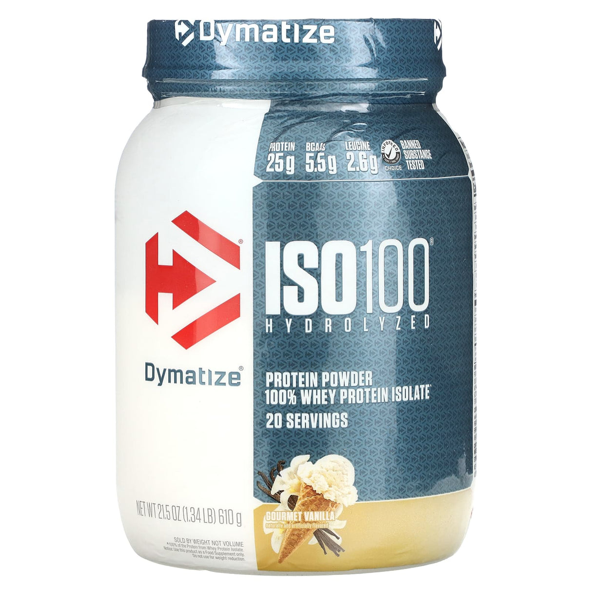 Dymatize ISO 100 Hydrolyzed Whey Protein Isolate, Gourmet Vanilla, 1.34 LB - Dymatize