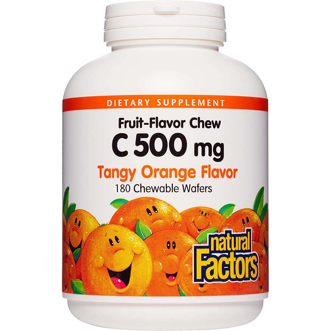 Natural Factors Vitamin C 500 mg Chewable Wafer, Tangy Orange, 180 Chewable Wafers - Natural Factors