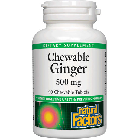 Chewable Ginger, 500 mg, 90 Tablets - Natural Factors - Natural Factors