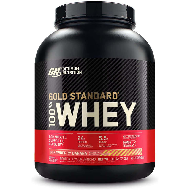 Optimum Nutrition Gold Standard 100% Whey Protein, 5 LB, Strawberry Banana - Optimum Nutrition