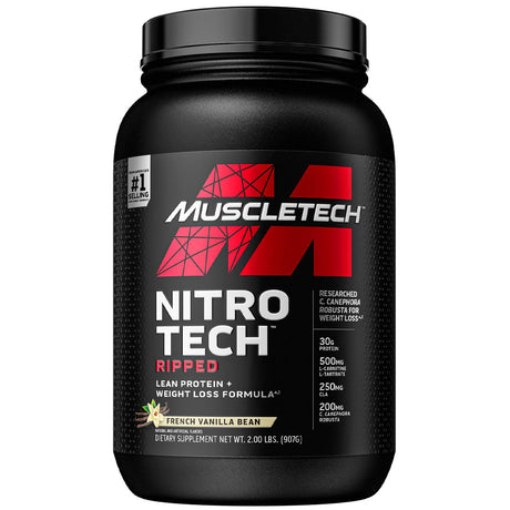 Muscletech Nitro Tech Ripped Lean Protein & Weight Loss, French Vanilla Bean, 2 LB - Muscletech