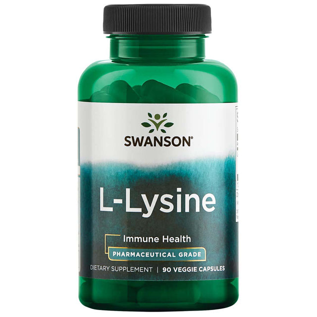 Swanson L-Lysine, Pharmaceutical Grade, 500 mg, 90 Veggie Capsules - Swanson