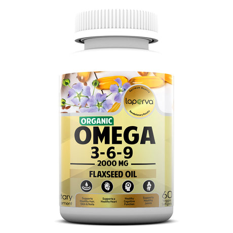 Laperva Organic Omega-3-6-9, 2000 mg, 60 Veggie Softgels - Laperva