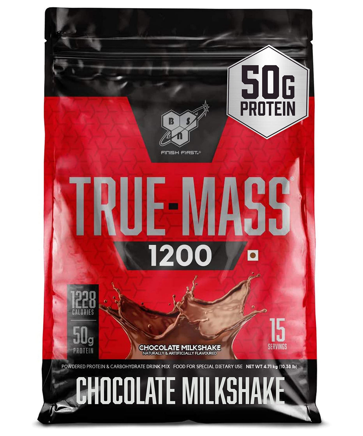 BSN True Mass Weight Gainer, Chocolate Milkshake, 10.3 lb - BSN