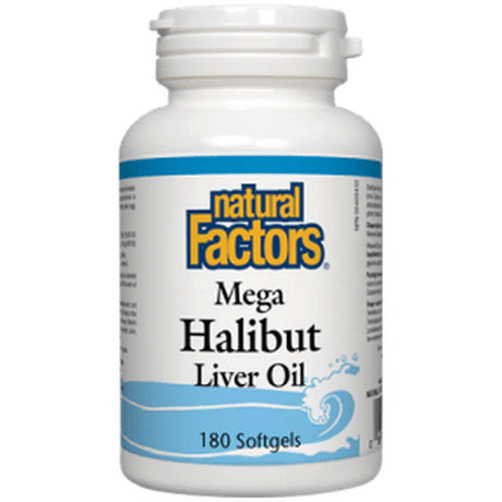 Natural Factors Mega Halibut Liver Oil, 180 Softgels - Natural Factors