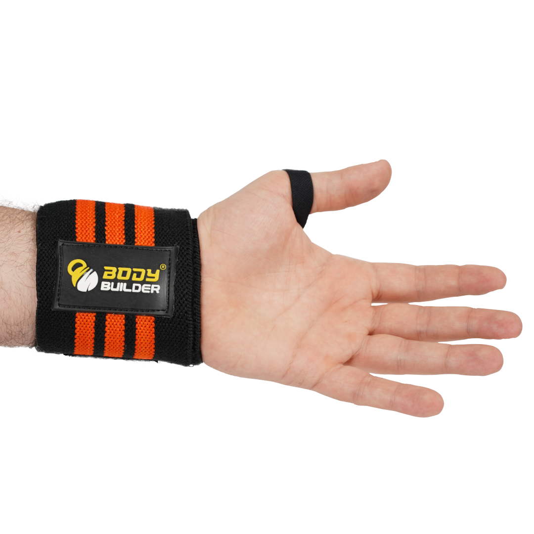 Black & Orange Body Builder Wrist Support - Body Builder