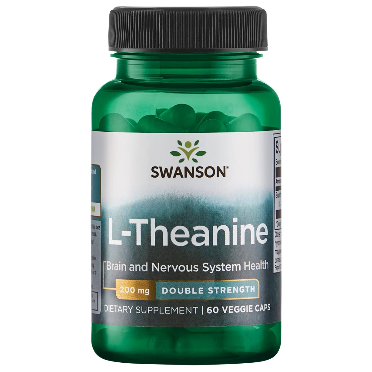 Swanson L-Theanine Double Strength, 200 mg, 60 Veggie Capsules - Swanson