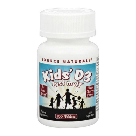 Kids Vitamin D3 Fast Melt, 400 IU, 100 Tablets - Source Naturals - Source Naturals