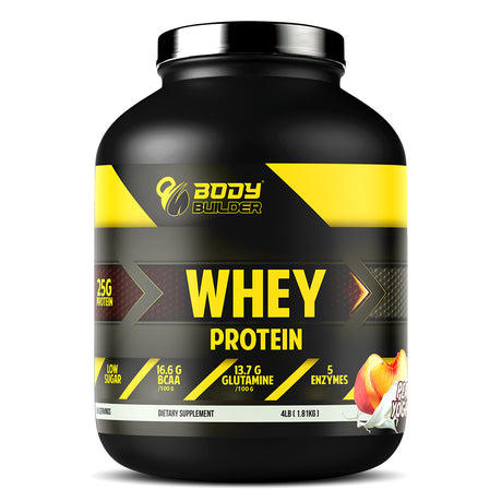 **Whey Protein, Peach-Yoghurt, 4 LB, Body Builder** - Body Builder