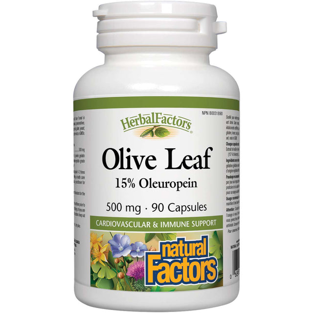 Olive Leaf, 500 mg, 90 Capsules, Natural Factors - Natural Factors