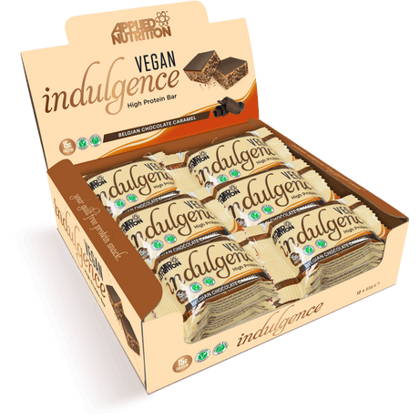 Applied Nutrition Vegan Indulgence Bar, Box of 12 Bars, Belgian Chocolate Caramel - Applied Nutrition