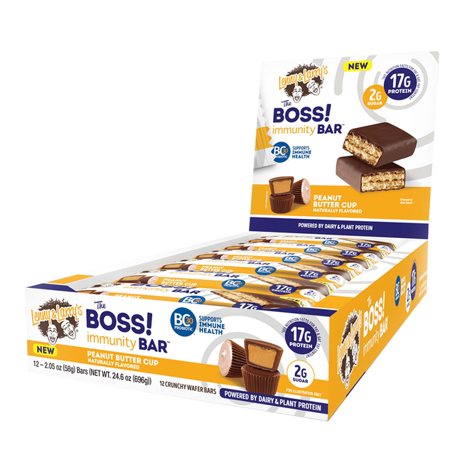 Box of 12 Bars, Lenny & Larry’s The Boss Bar Immunity, Peanut Butter Cups - Lenny & Larry’s