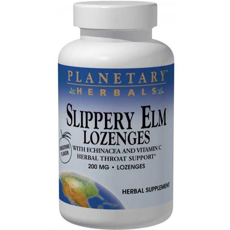 Planetary Herbals Slippery Elm Lozenges with Echinacea and Vitamin C, Tangerine, 200 mg, 24 Lozenges - Planetary Herbals