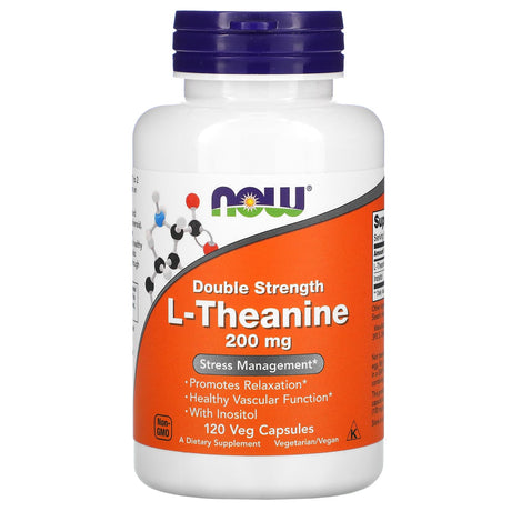 Now L-Theanine Double Strength, 200 mg, 120 Veggie Capsules - Now