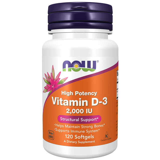 Now Vitamin D-3, 2000 IU, 120 Softgels - Now