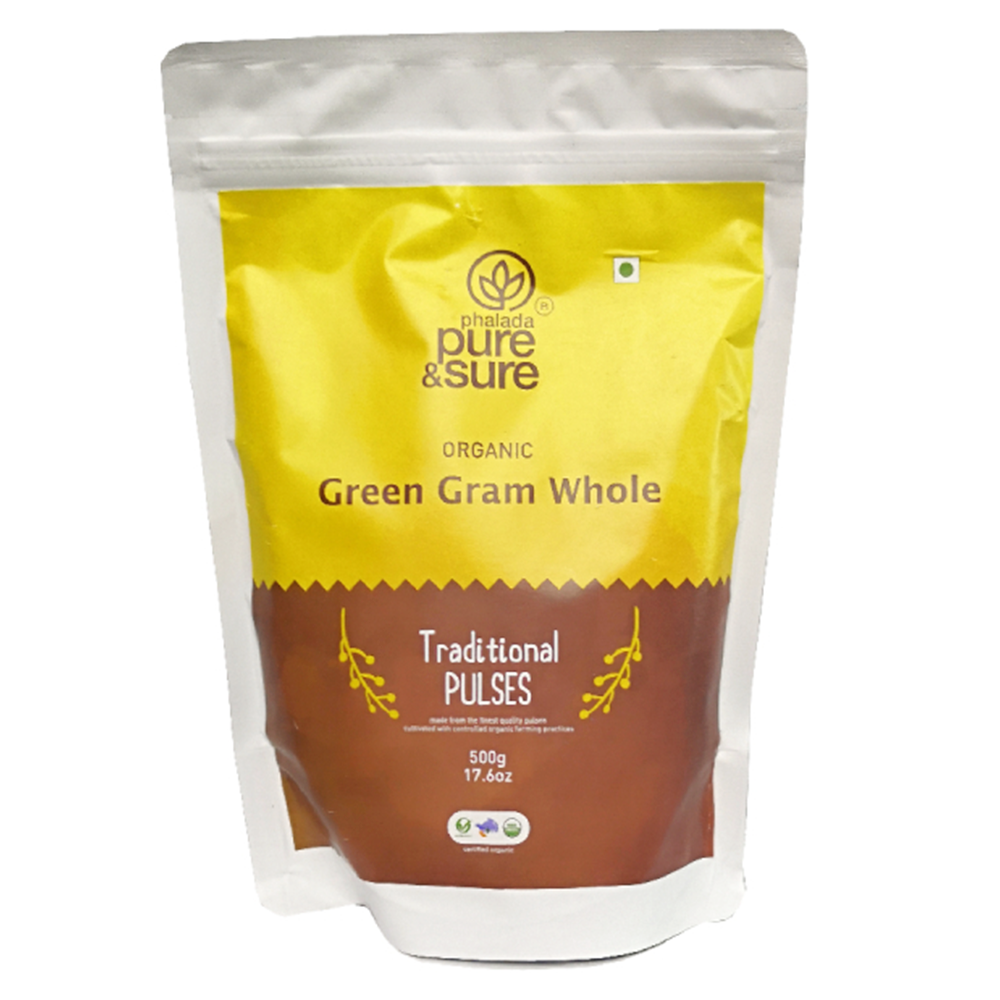 Pure & Sure Organic Whole Green Gram, 500 Gm - Pure & Sure