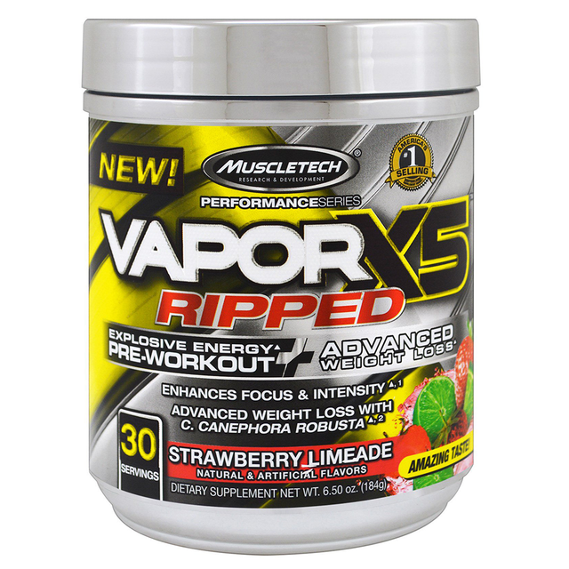 Muscletech Vapor X5 Ripped, Strawberry Limeade, 30 Servings - Muscletech