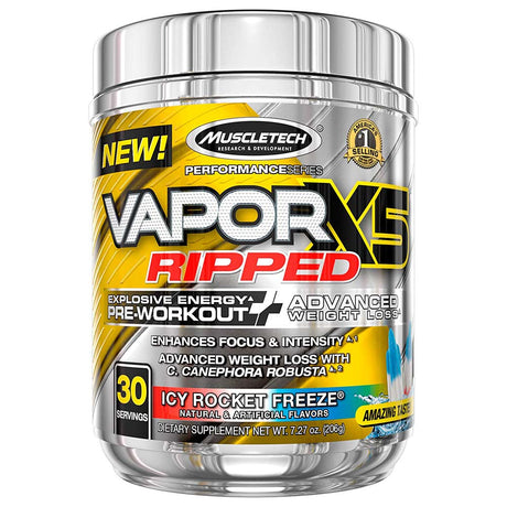 Muscletech Vapor X5 Ripped, Icy Rocket Freeze, 30 Servings - Muscletech