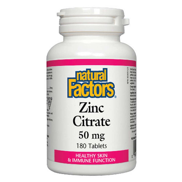 Natural Factors Zinc Citrate, 50 mg, 180 Tablets - Natural Factors