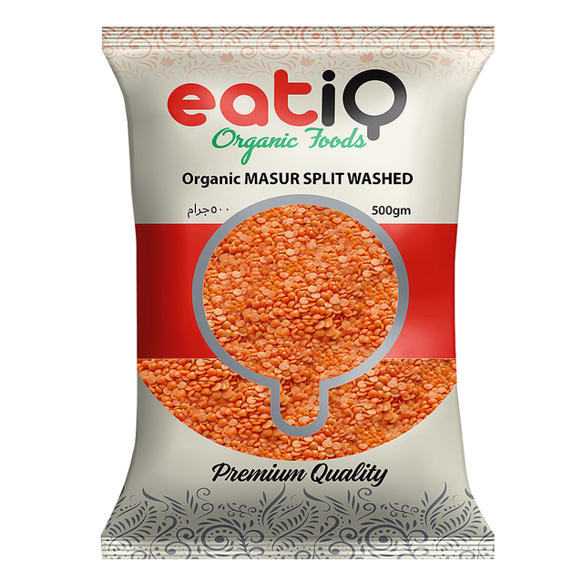 Eatiq Organic Foods Masur Split Washed Organic, 500 Gm - Eatiq Organic Food