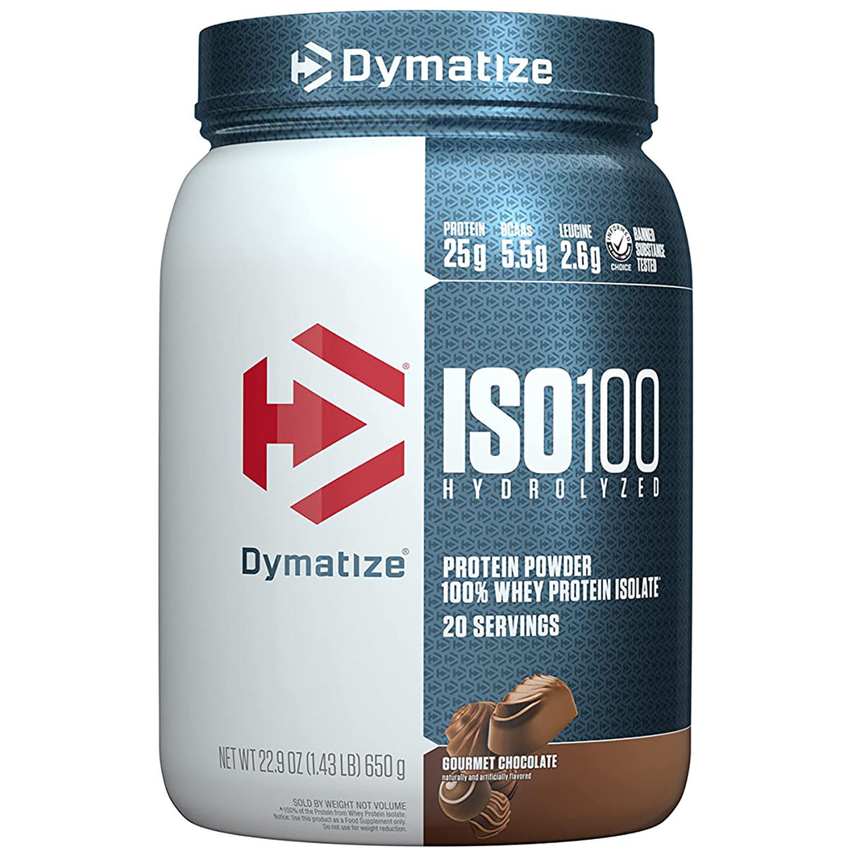 Dymatize ISO 100 Hydrolyzed Whey Protein Isolate, Gourmet Chocolate, 1.43 LB - Dymatize