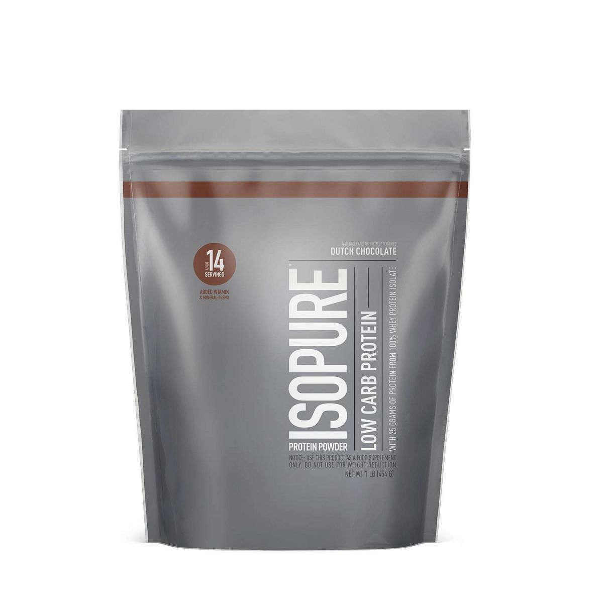 Isopure Zero Carb Protein, Dutch Chocolate, Nature's Best, 1LB - Nature's Best