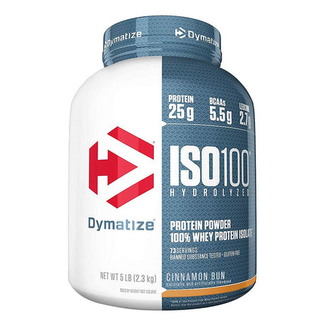 Dymatize ISO 100 Hydrolyzed Whey Protein Isolate, Cinnamon Bun, 5 LB - Dymatize