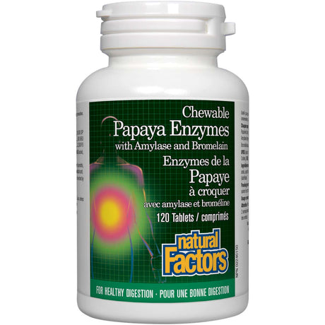 Papaya Enzymes with Amylase & Bromelain, 120 Tablets - Natural Factors - Natural Factors