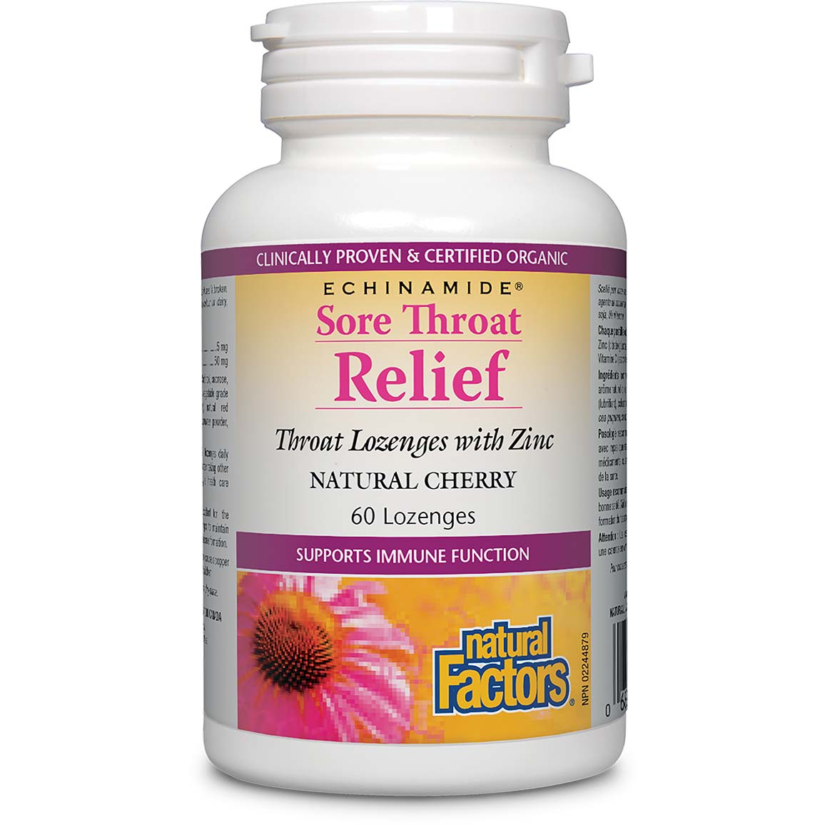 Sore Throat Relief, Cherry, 60 Lozenges - Natural Factors - Natural Factors