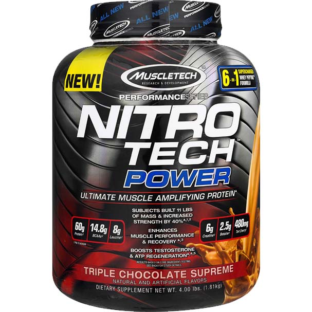 Muscletech Nitro Tech Power, Triple Chocolate Supreme, 4 LB - Muscletech