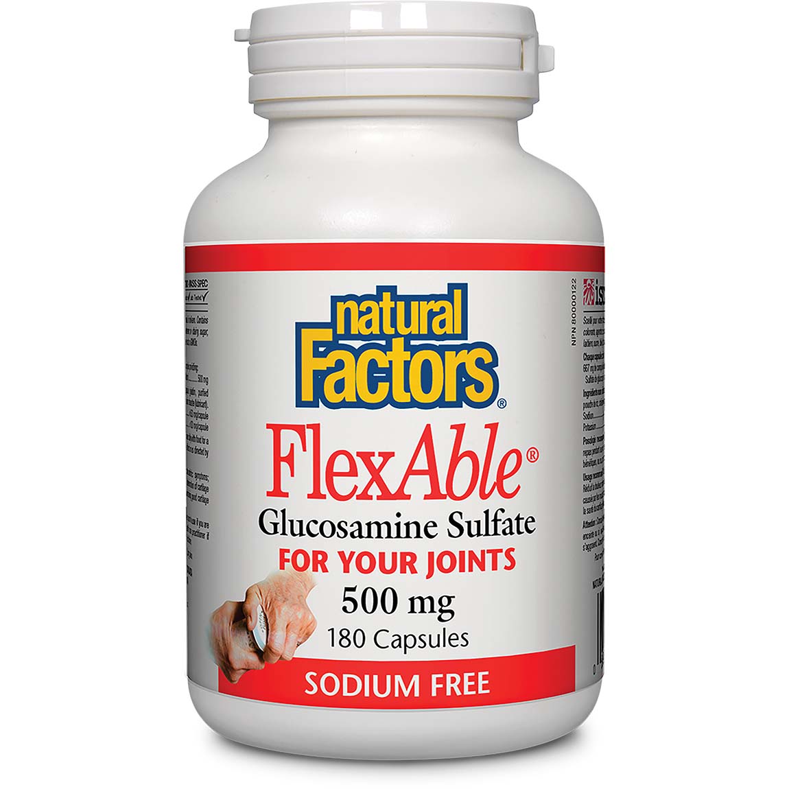 Natural Factors Glucosamine Sulfate, 500 mg, 180 Capsules (Flexable) - Natural Factors