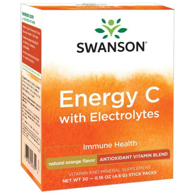 Swanson Energy C with Electrolytes, Orange, 30 Stick Packs - Swanson