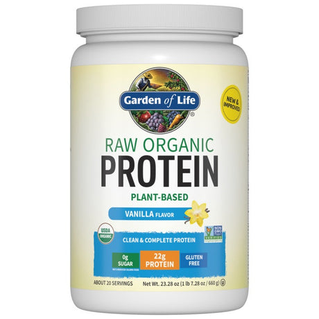 Raw Organic Plant-Based Protein Powder, Vanilla, 1LB - Garden of Life - Garden Of Life