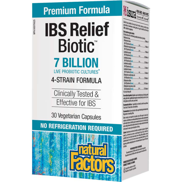 Natural Factors IBS Relief Biotic, 7 Billion Active Cells, 30 Veggie Capsules - Natural Factors