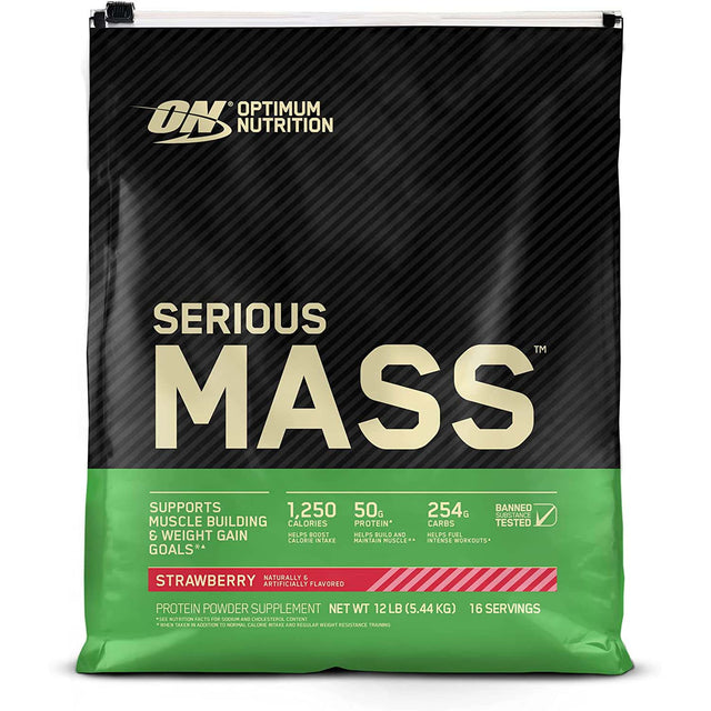 Serious Mass, Strawberry, 12 LB - Optimum Nutrition - Optimum Nutrition