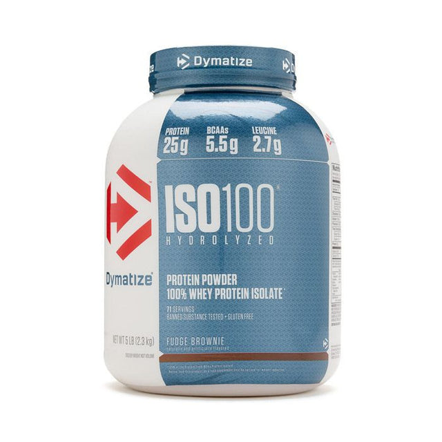 Dymatize ISO 100 Hydrolyzed Whey Protein Isolate, Fudge Brownie, 5 LB - Dymatize