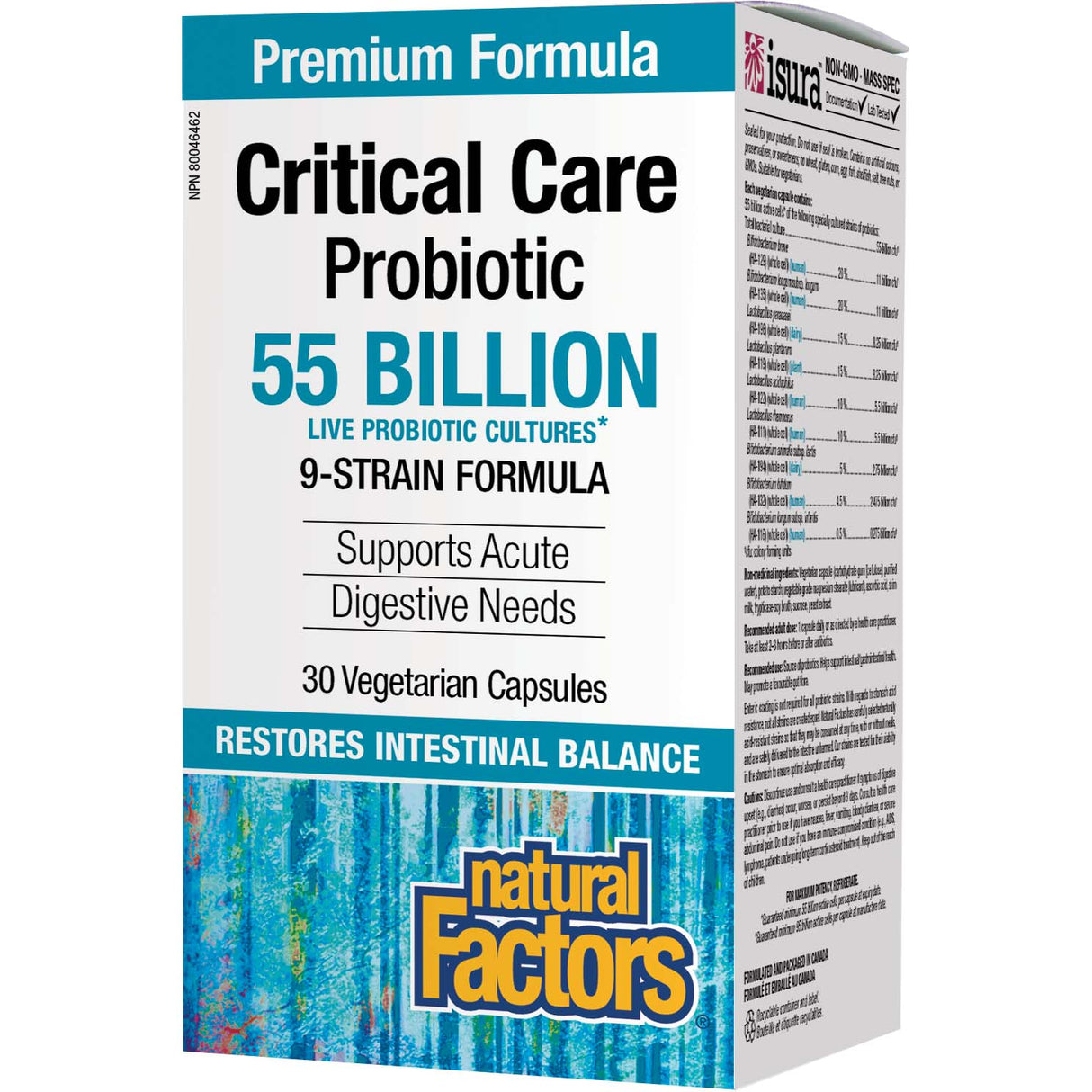 Natural Factors Critical Care Probiotic, 55 Billion Live Probiotic, 55 Billion Active Cells, 30 Veggie Capsules - Natural Factors